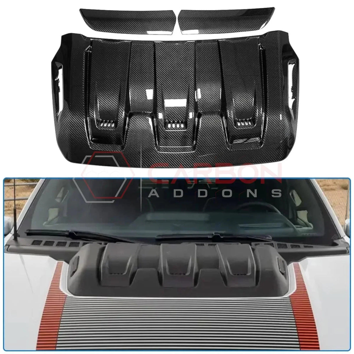 Real Carbon Fiber Hood Vent Cover for 2023+ Ford F150 Raptor R (V8)