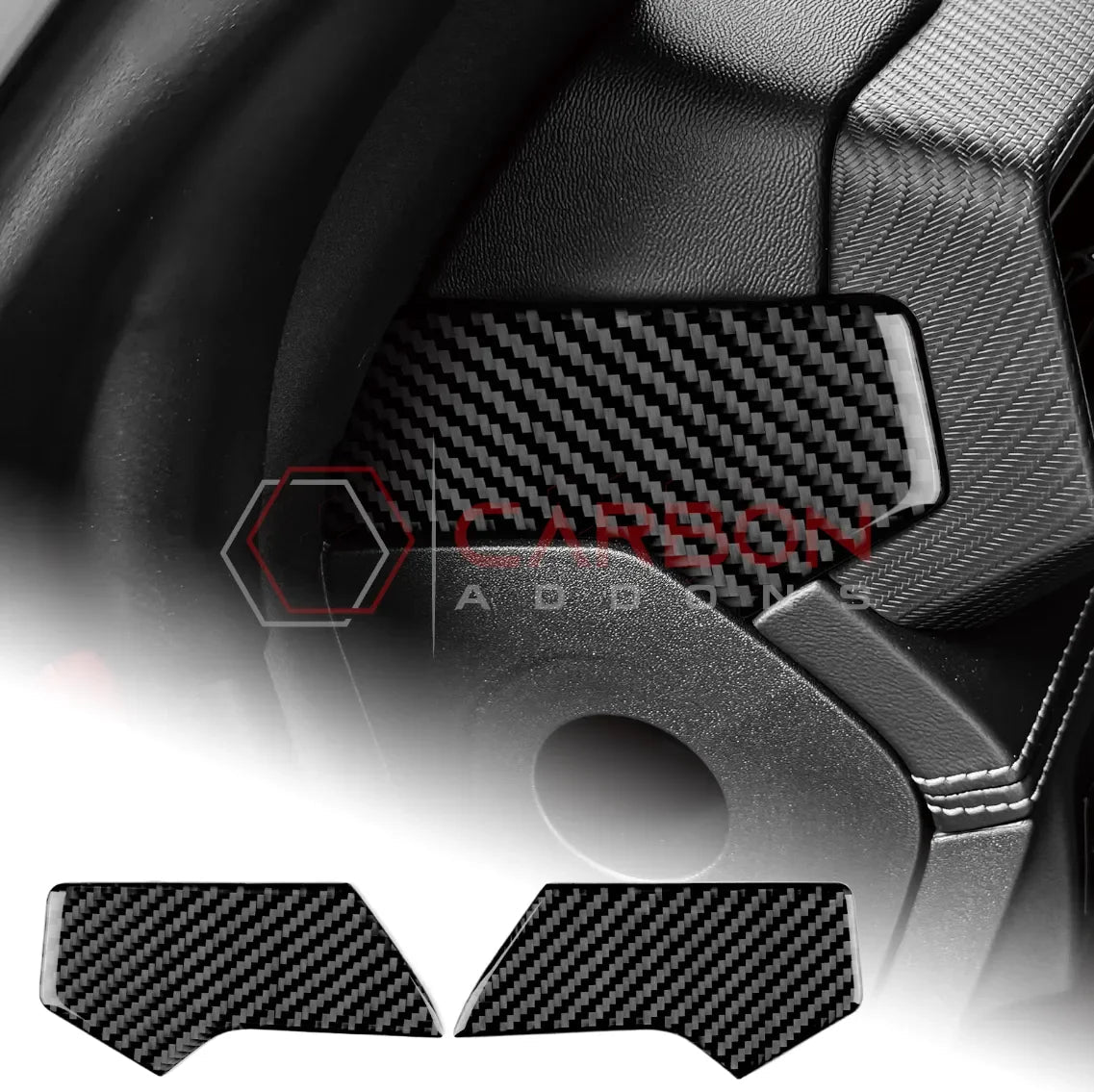 Real Carbon Fiber Upper Dashboard Side Panel Trim Overlay for 2024+ Ford Mustang