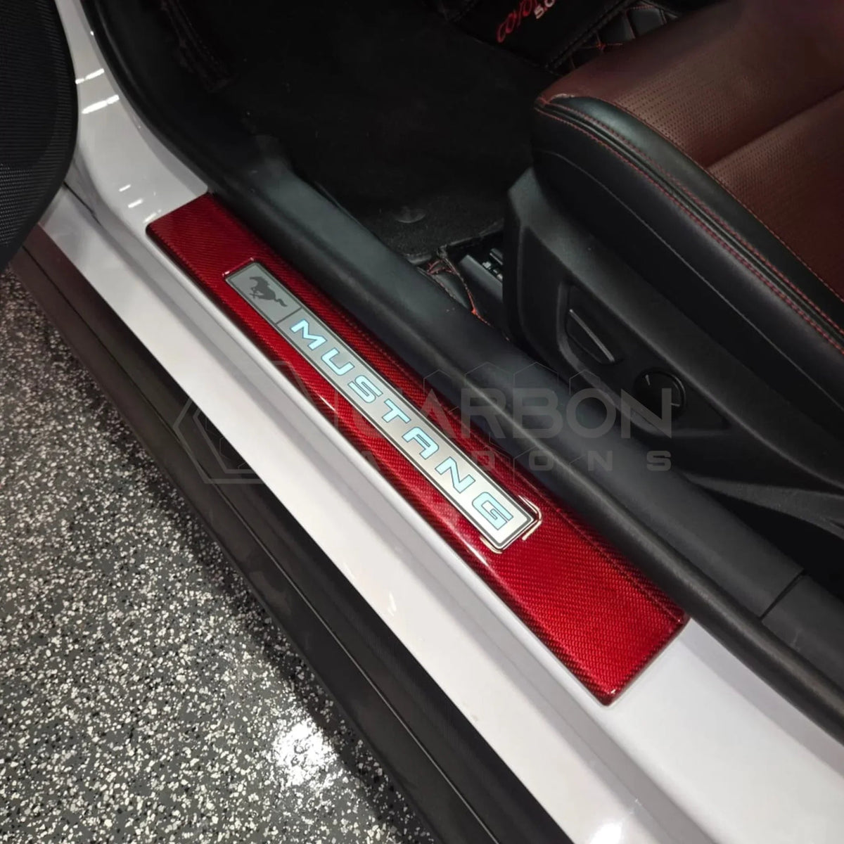 Real Carbon Fiber Door Sill Trim Covers for 2024+ Ford Mustang
