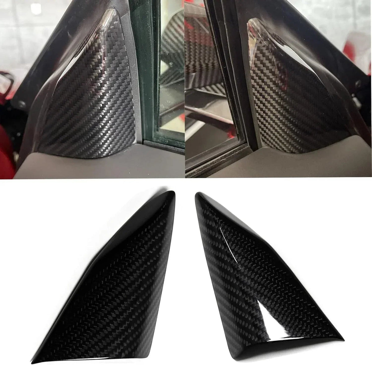 C8 Corvette Real Carbon Fiber Door Window A-Pillar Triangle Trim Covers | Interior Upgrade (2020–2027)