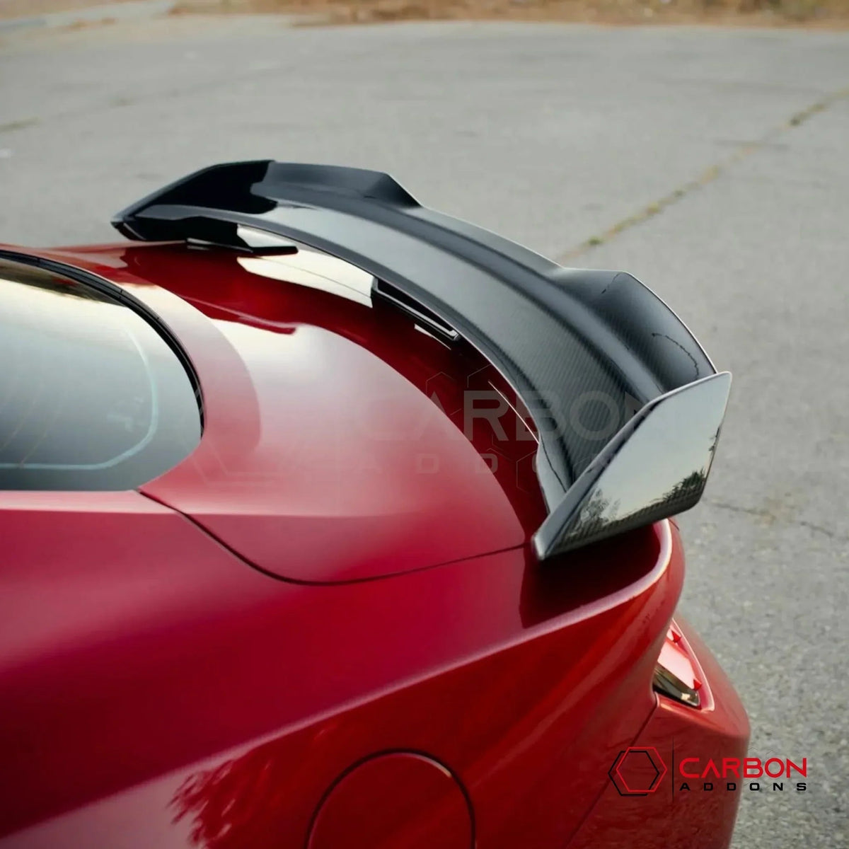 Dark Horse-Style Carbon Fiber Rear Spoiler with Integrated Gurney Flap for 2024+ Ford Mustang