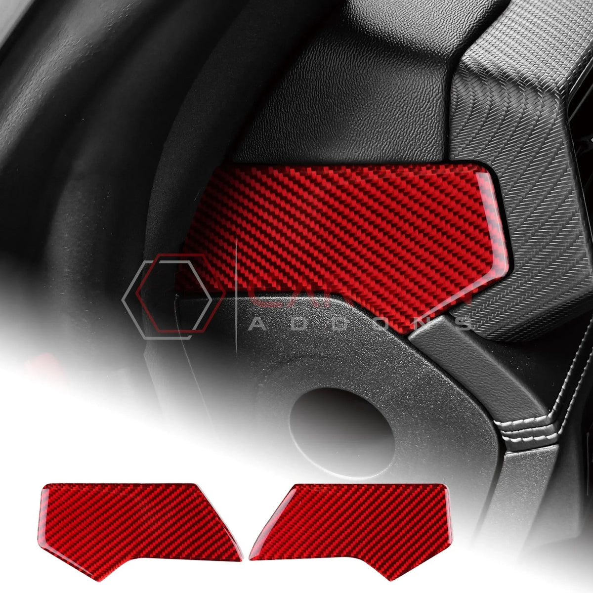 Real Carbon Fiber Upper Dashboard Side Panel Trim Overlay for 2024+ Ford Mustang