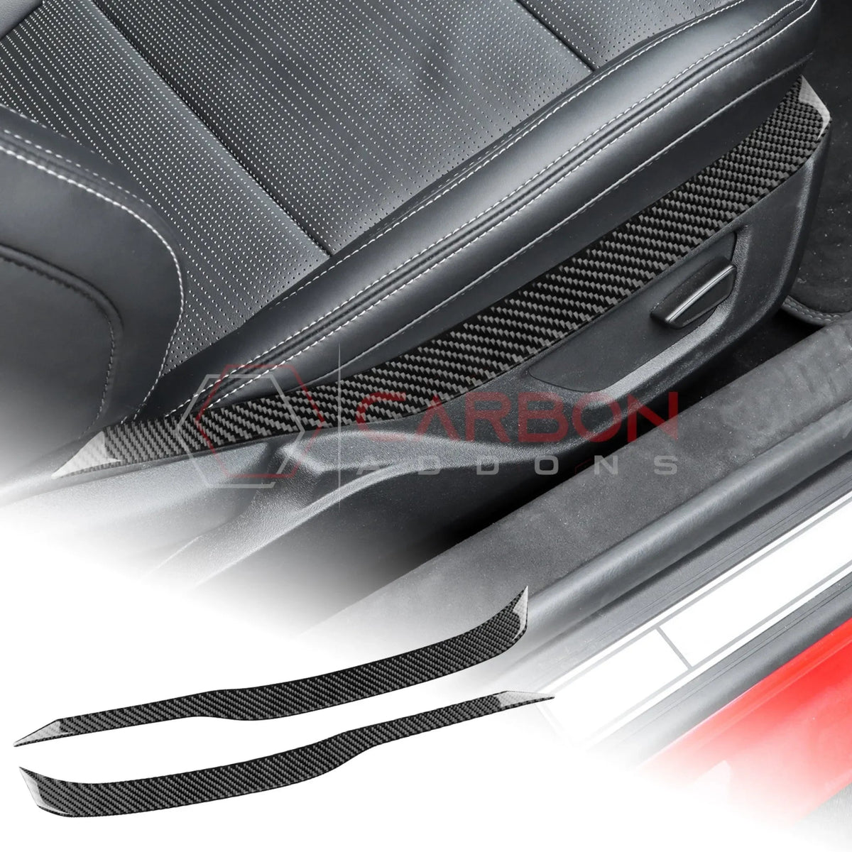 Real Carbon Fiber Seat Control Upper Trim Overlay for 2024+ Ford Mustang