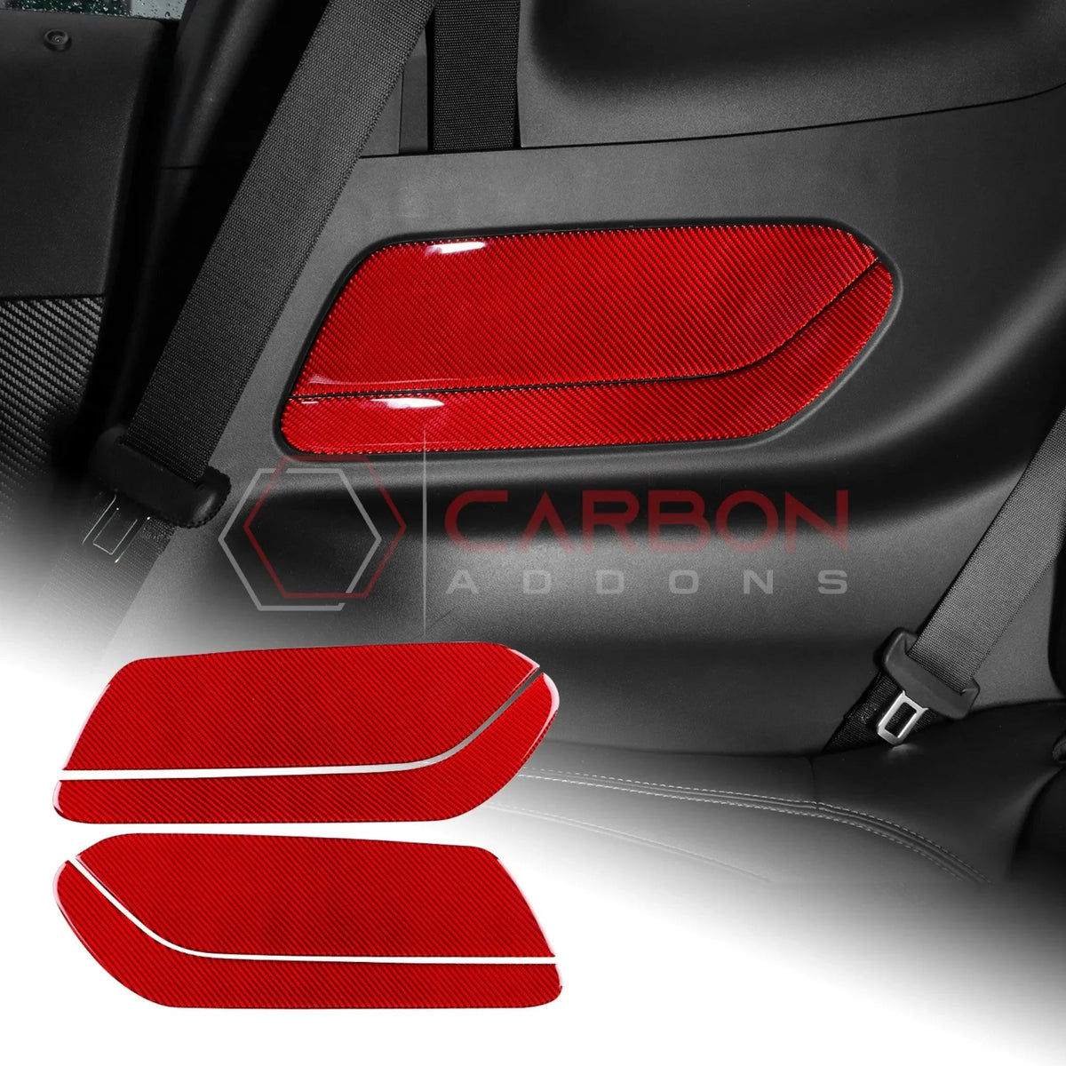 Real Carbon Fiber Rear Seat Side Panel Overlays for 2024+ Ford Mustang