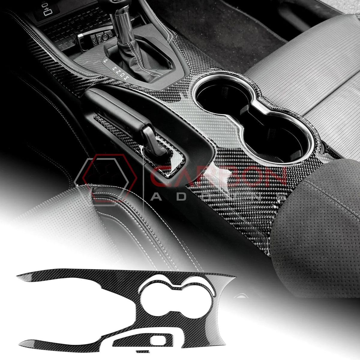 Real Carbon Fiber Center Console Overlay for 2024+ Ford Mustang