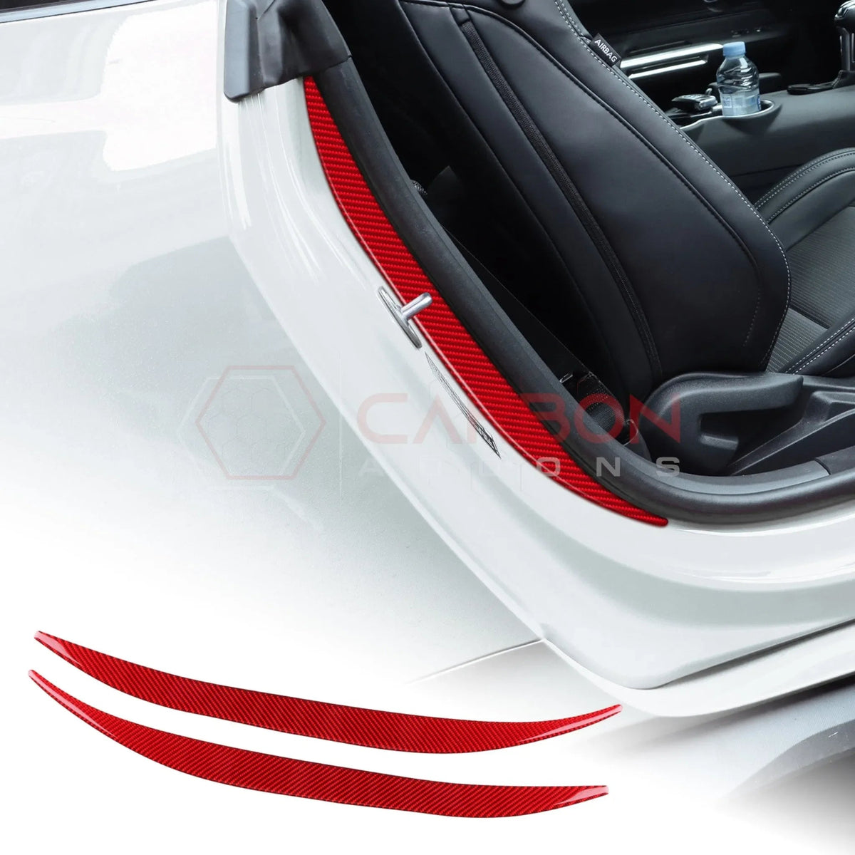 Real Carbon Fiber Door Jamb Trim Overlays for 2024+ Ford Mustang