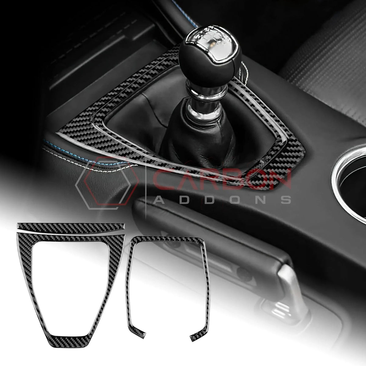 Real Carbon Fiber Gear Shifter Trim Overlay for 2024+ Ford Mustang
