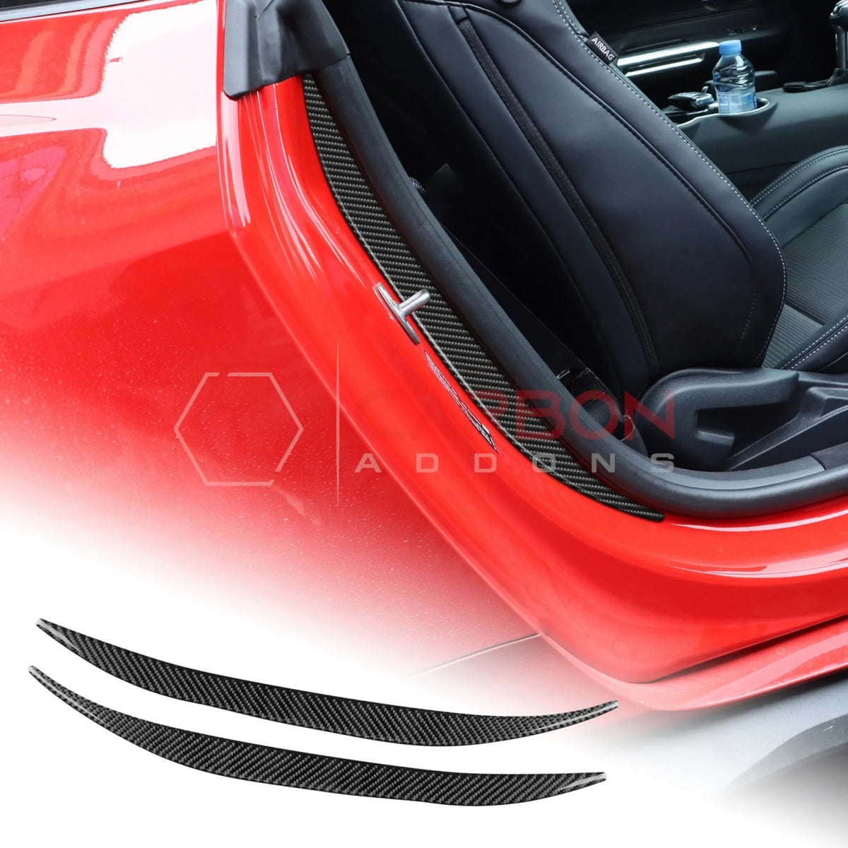 Real Carbon Fiber Door Jamb Trim Overlays for 2024+ Ford Mustang