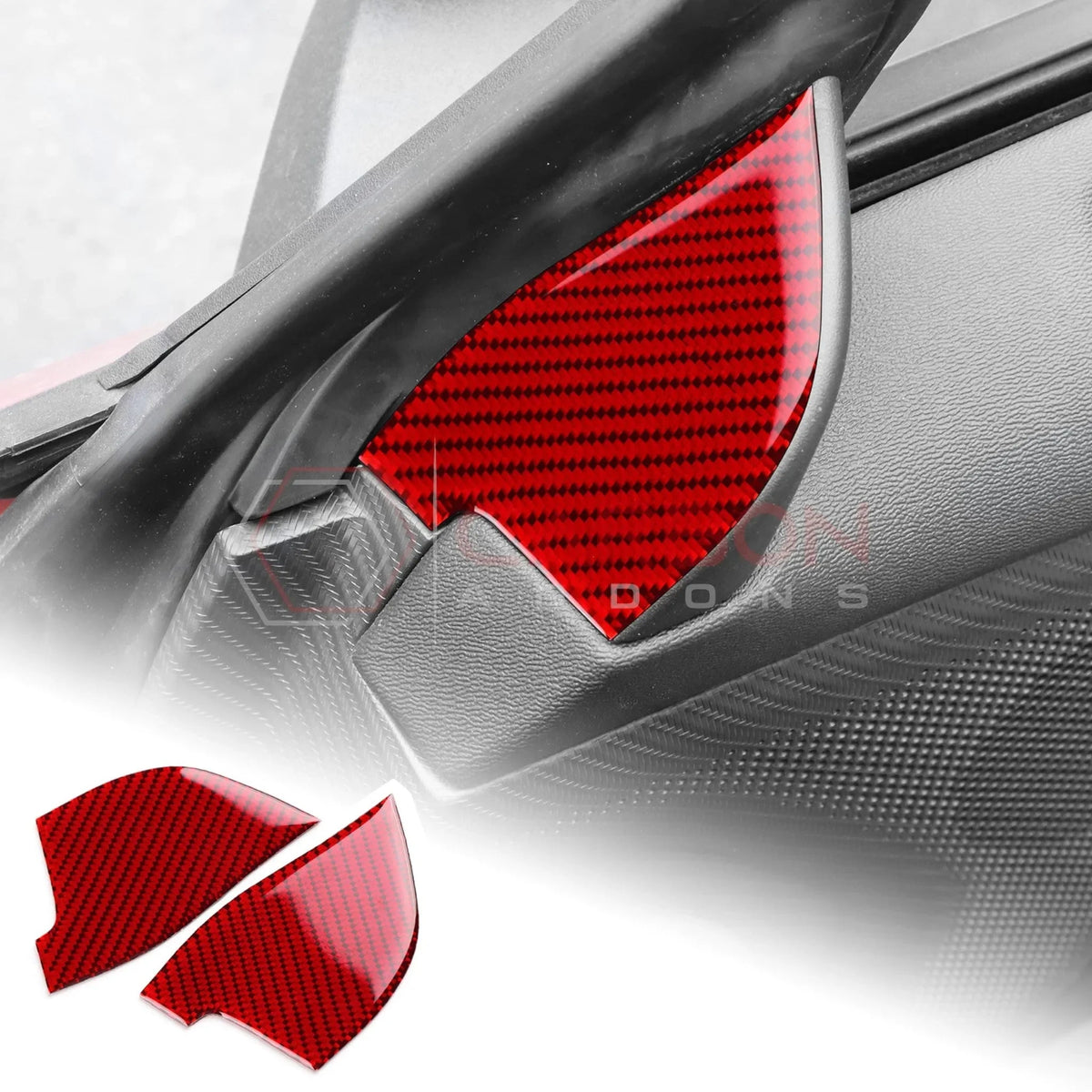 Real Carbon Fiber Door Jamb Triangle Trim Overlay for 2024+ Ford Mustang
