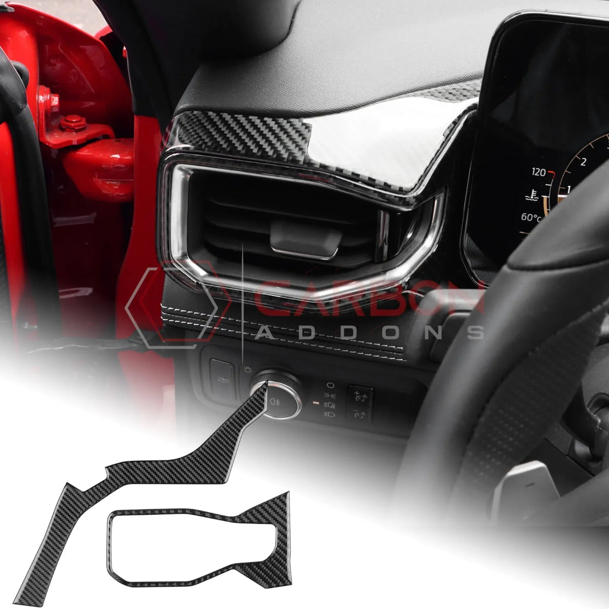 Real Carbon Fiber Driver Side Dashboard Trim Overlays for 2024+ Ford Mustang