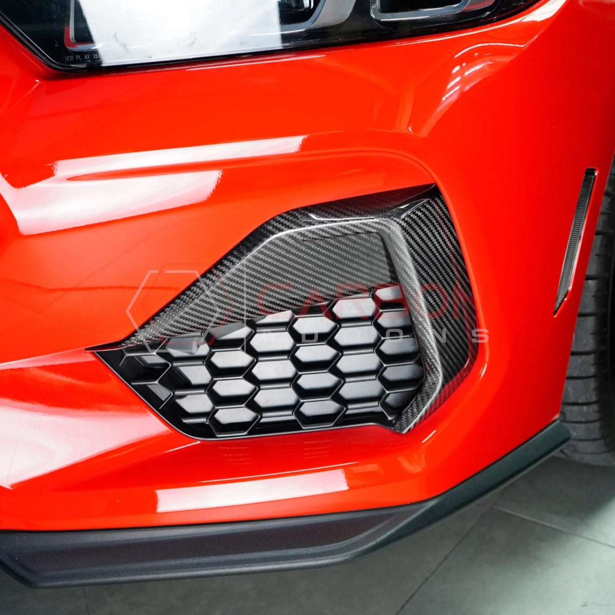 Real Carbon Fiber Lower Side Grille Trim Covers for 2024+ Ford Mustang GT