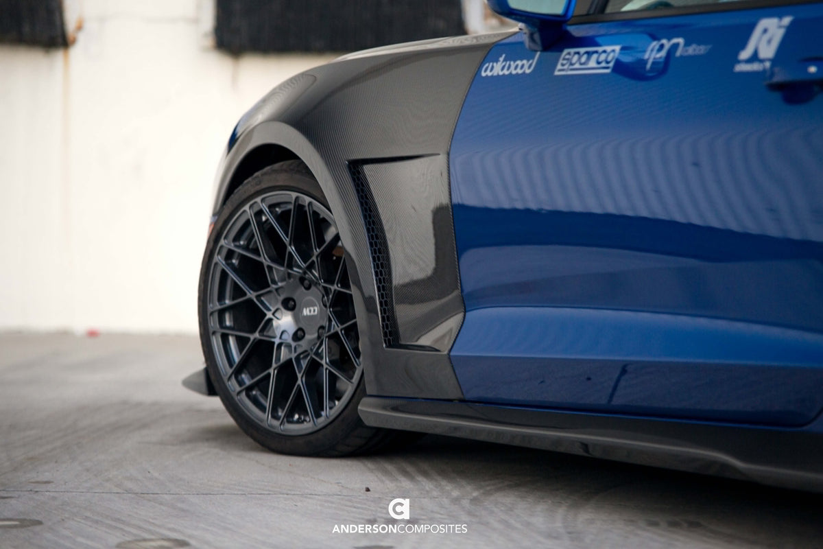 Type-SS carbon fiber fenders for 2016-2024 Chevrolet Camaro - vented (0.40 inches wider)
