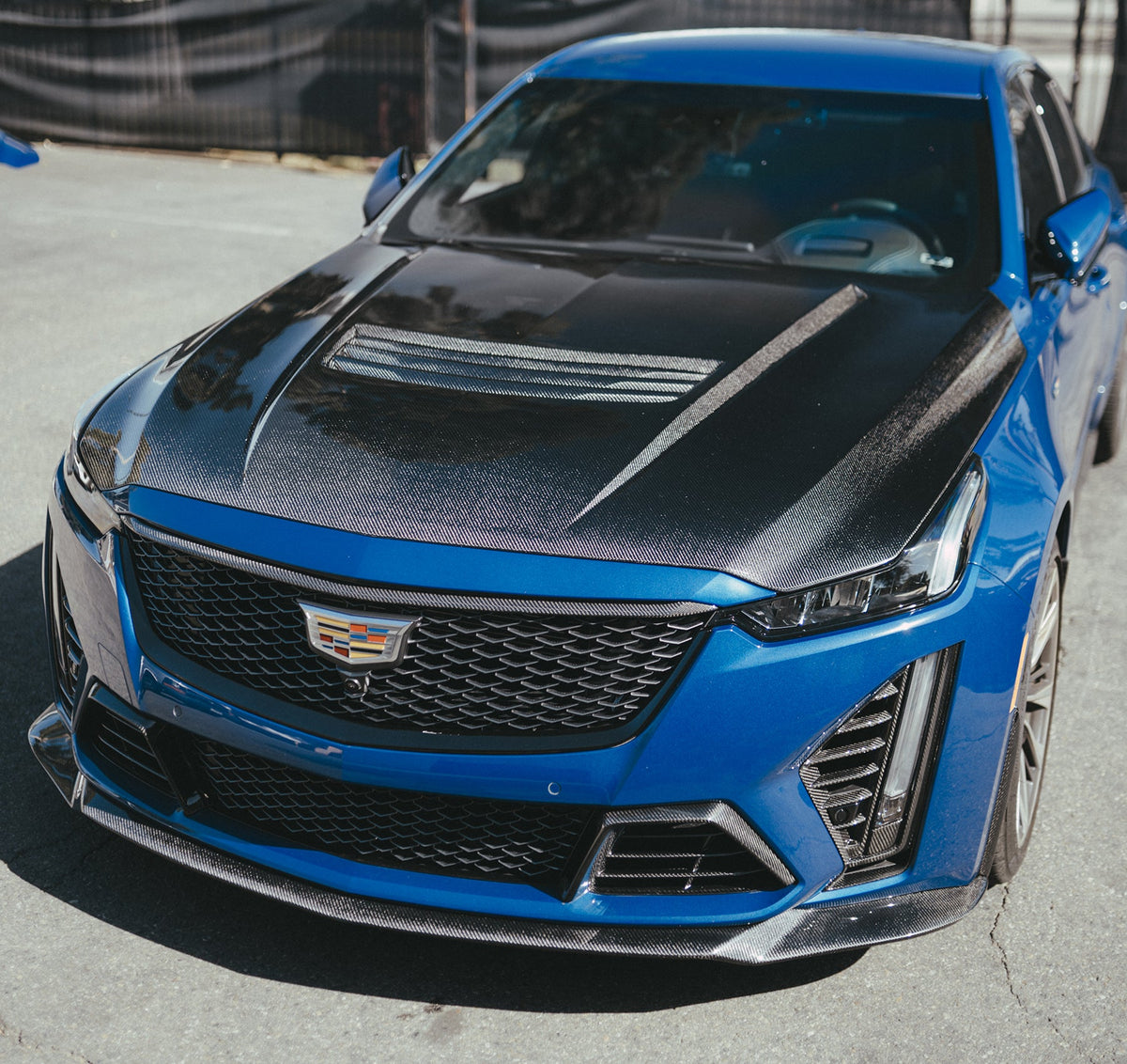 Type-OE carbon fiber front grille upper trim for 2022-2026 Cadillac CT5 Blackwing