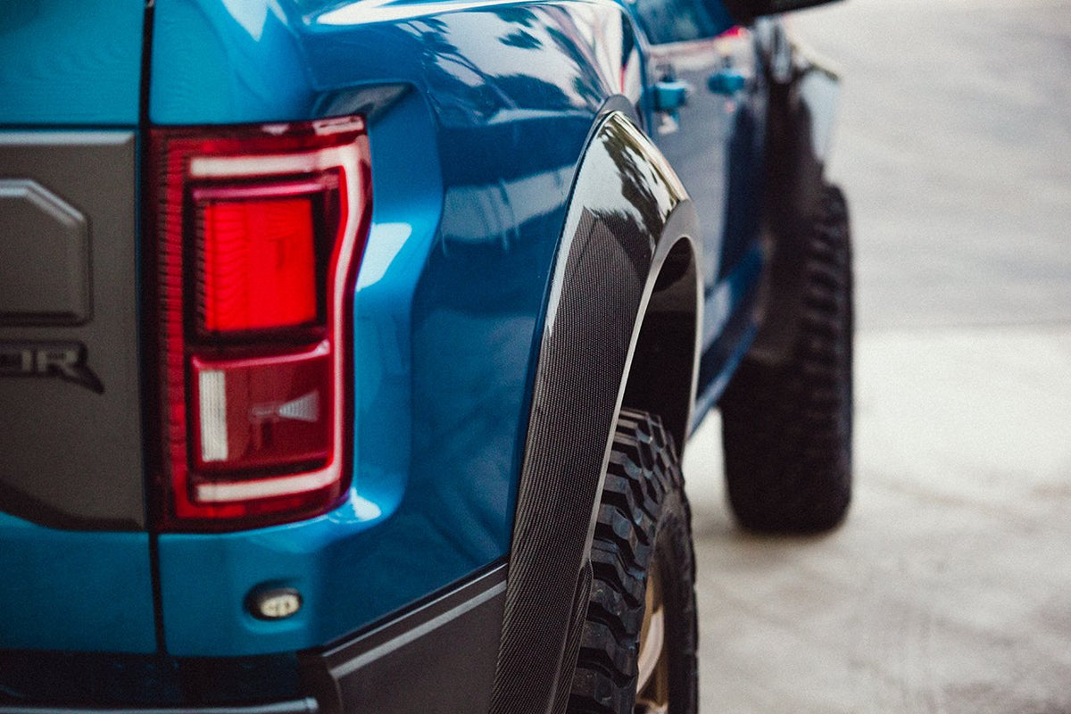 Carbon fiber wide rear fender flares for 2017-2020 Ford Raptor