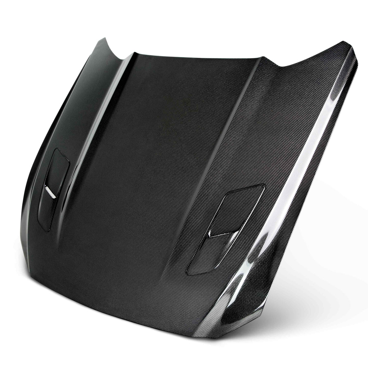 Type-OE (GT Style with hood vents) double sided carbon fiber hood for 2015-2017 Ford Mustang