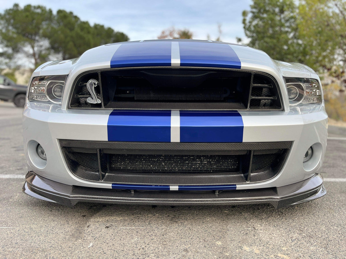 Carbon fiber front upper grille for 2013-2014 Ford Shelby GT500 with location for Cobra emblem