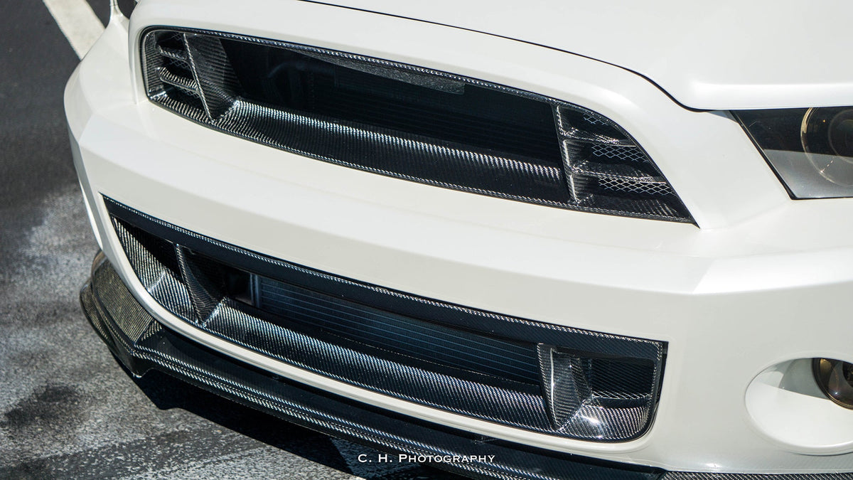 Carbon fiber front upper grille for 2013-2014 Ford Shelby GT500, with no Cobra emblem placeholder