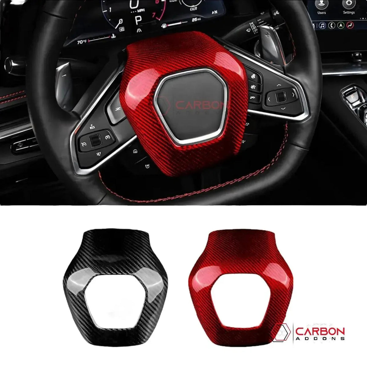 C8 Corvette Real Carbon Fiber Steering Wheel Airbag Cover | Interior Upgrade (2020–2027)
