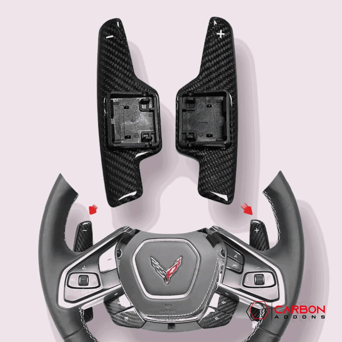 C8 Corvette Real Carbon Fiber Paddle Shifters | Direct Replacement (2020–2027)