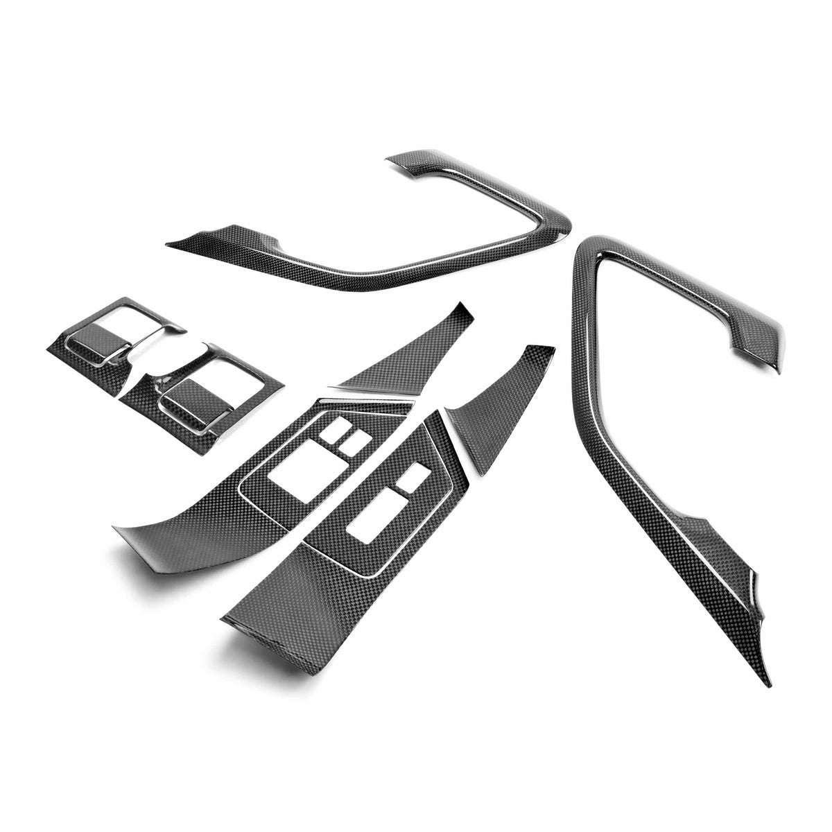 Carbon fiber interior door trim set for 2009-2016 Nissan GT-R (12-Piece Set)