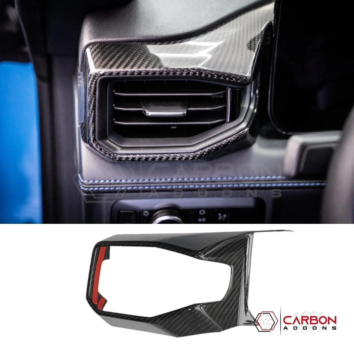 Real Carbon Fiber Driver Side Dashboard AC vent Trim Cover for 2024+ Ford Mustang
