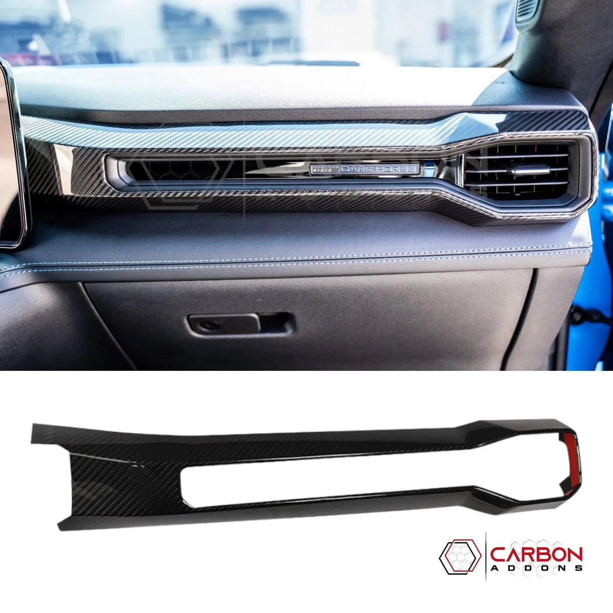 Real Carbon Fiber Passenger Side Dashboard AC vent Trim Cover for 2024+ Ford Mustang