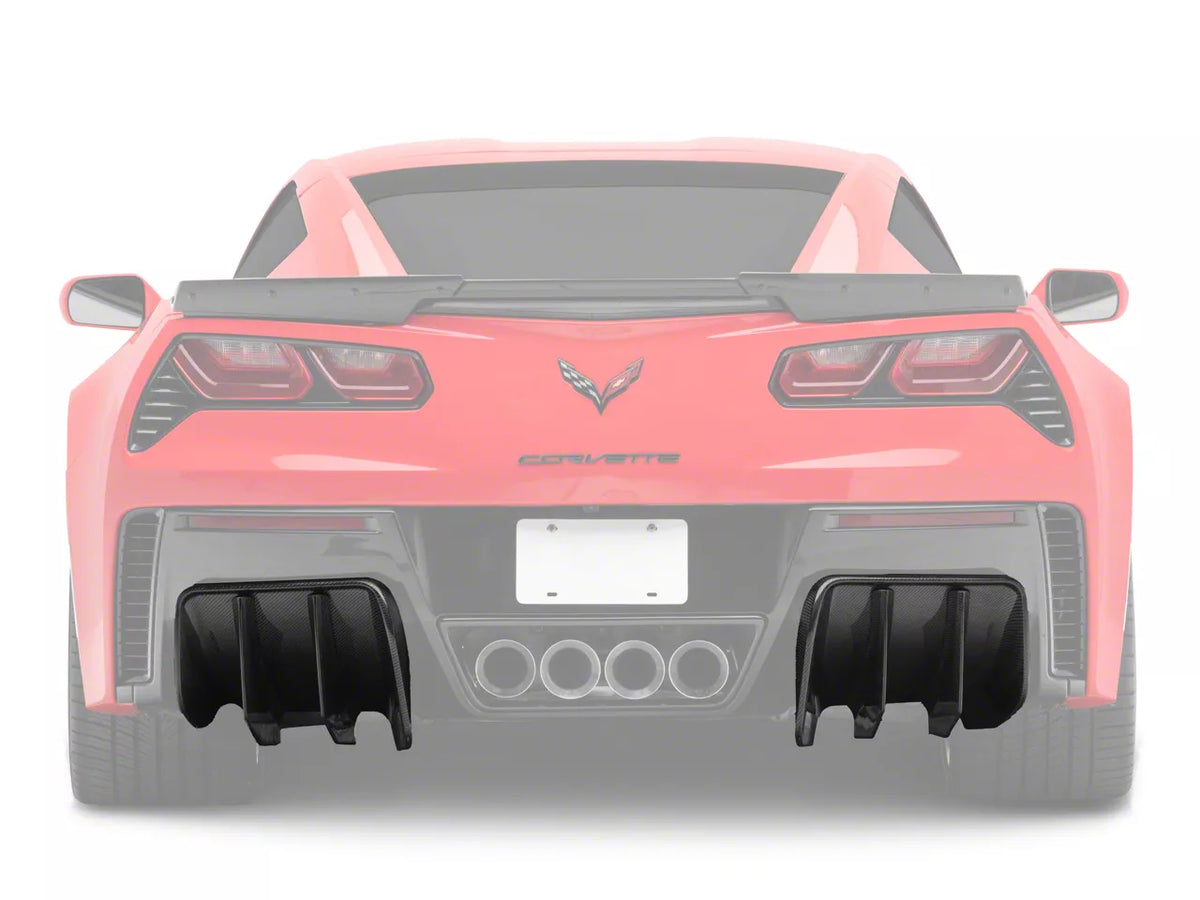 Add On Rear Bumper Diffuser; Carbon Fiber (14-19 Corvette C7)