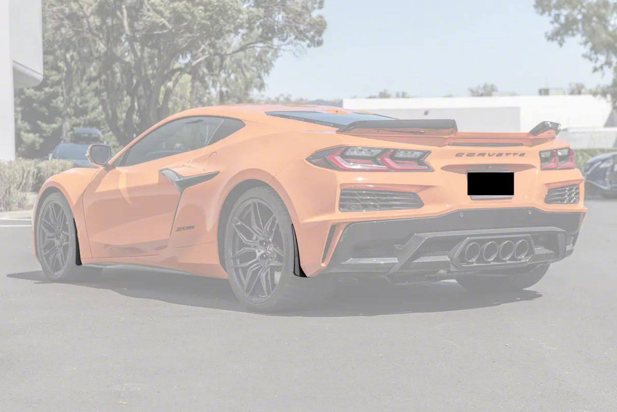 XL Extended Package Front and Rear Splash Guards; Carbon Fiber (23-26 Corvette C8 E-Ray, Z06)