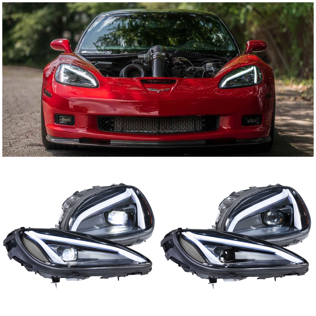 2005-2013 C6 Corvette Morimoto Gen 2 XB LED (GTR Carbide) C8-Style Headlights