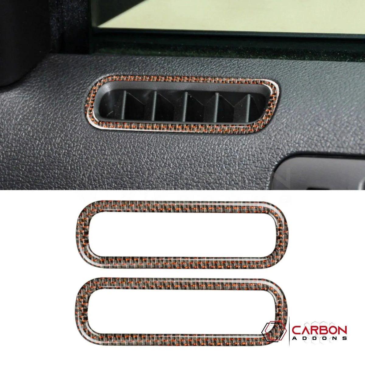 Reflective Carbon Fiber Door AC Vent Trim Overlay For Mustang 2010-2014