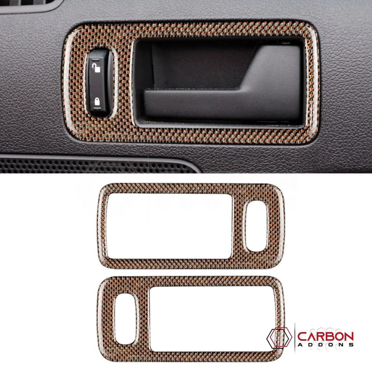 Reflective Carbon Fiber Door Handle Trim Overlay For Mustang 2010-2014