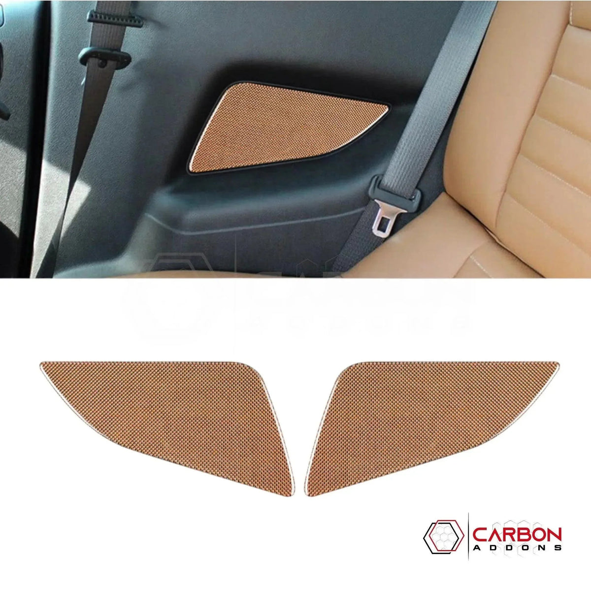 Reflective Carbon Fiber Rear Seat Arm Rest Trim Overlay For Mustang 2010-2014