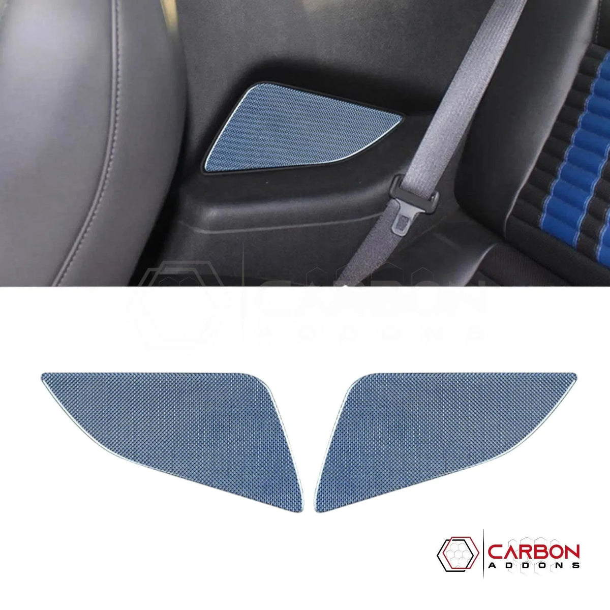 Reflective Carbon Fiber Rear Seat Arm Rest Trim Overlay For Mustang 2010-2014