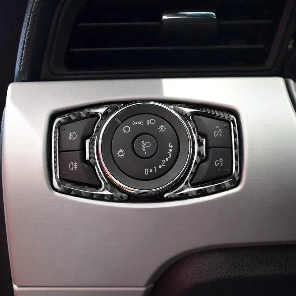 Real Carbon Fiber Headlight Switch Trim Overlay for Mustang 2015-2023