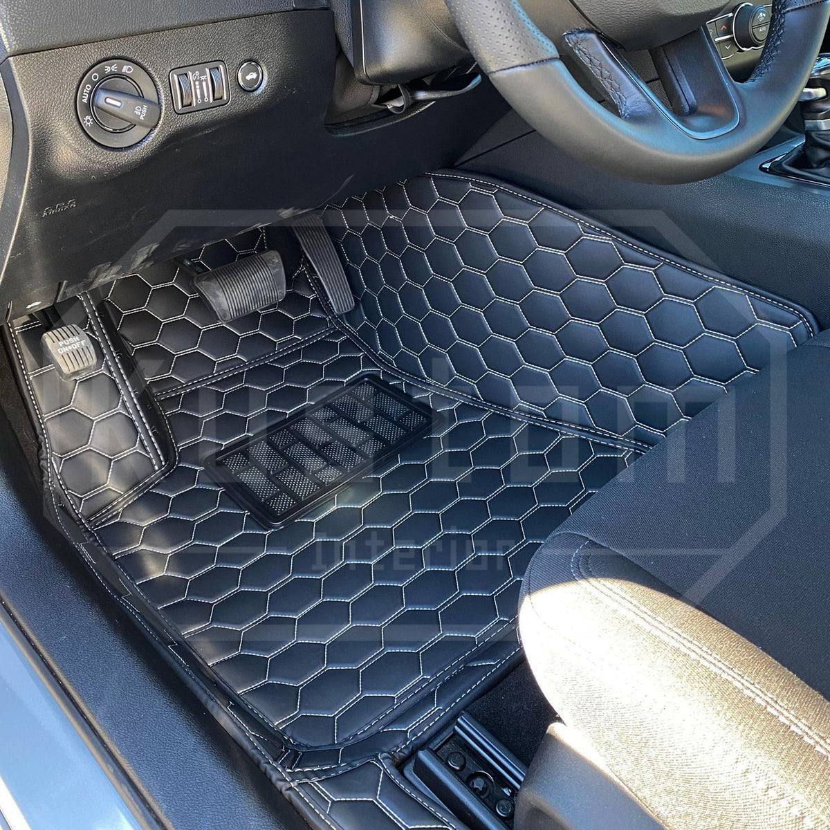 2015-23 Dodge Charger Honeycomb Leather Floor Mat