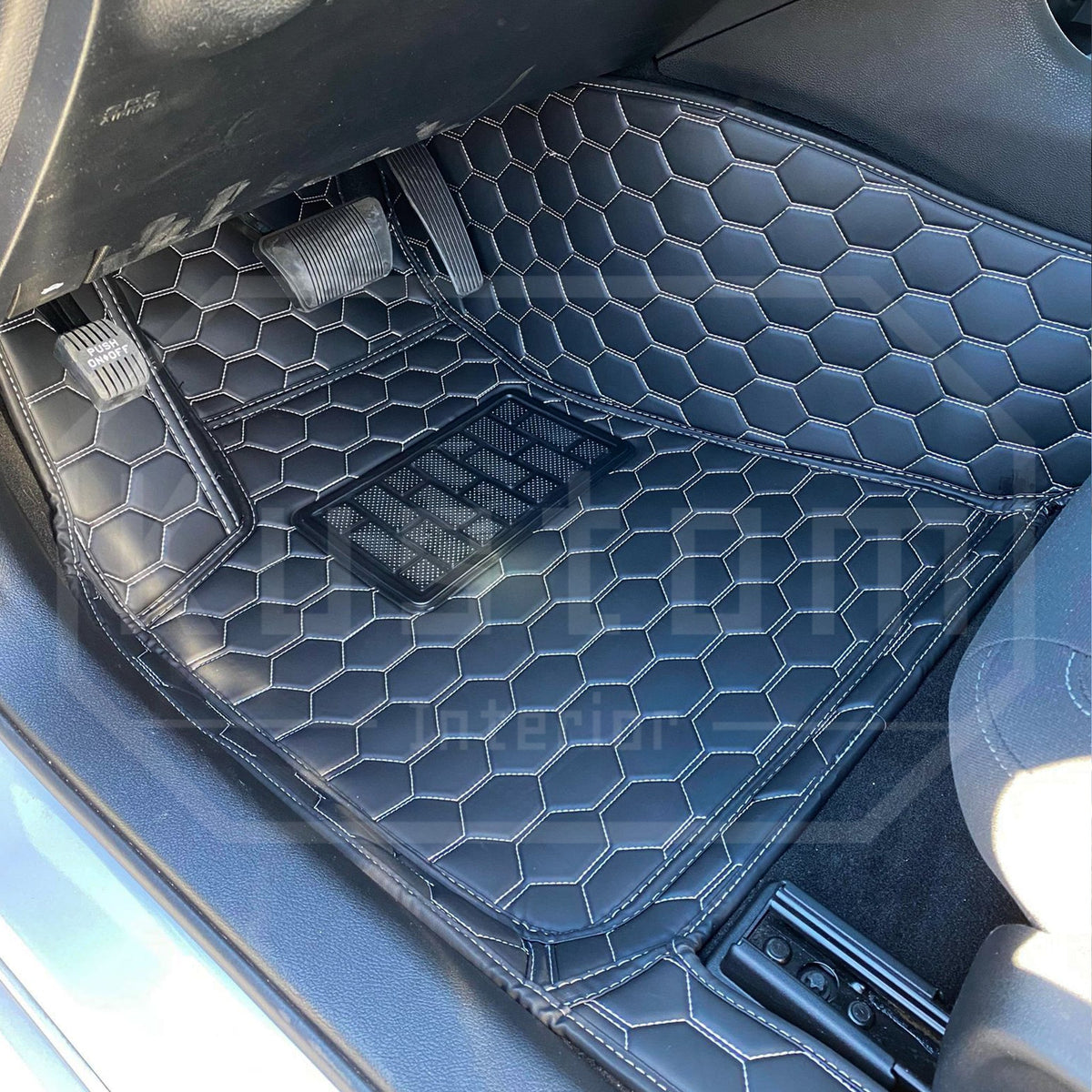 2015-23 Dodge Charger Honeycomb Leather Floor Mat