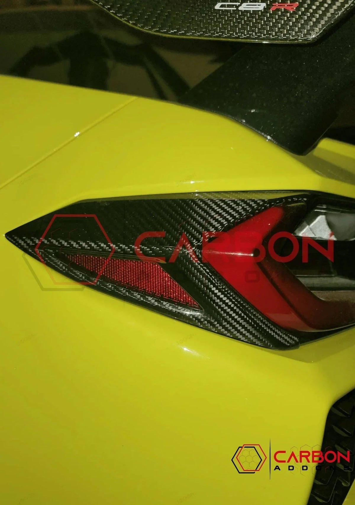 C8 Corvette Rear Taillight Side Lamp Frame Cover – Real Dry Carbon Fiber (2020–2027 Stingray, Z51, Z06, ZR1, HTC & Coupe)