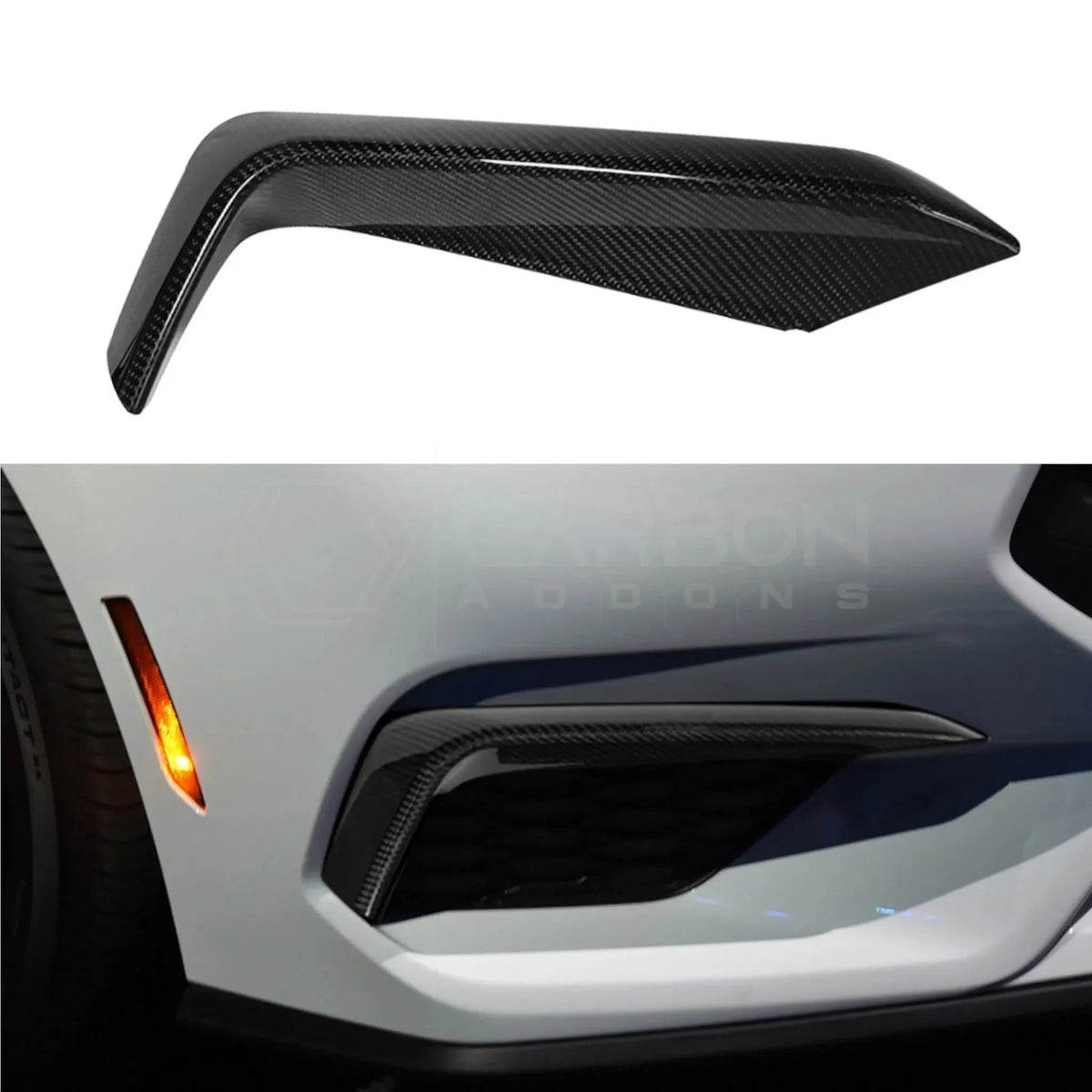 Real Carbon Fiber Front Bumper Grille Trim Covers for 2024+ Ford Mustang EcoBoost