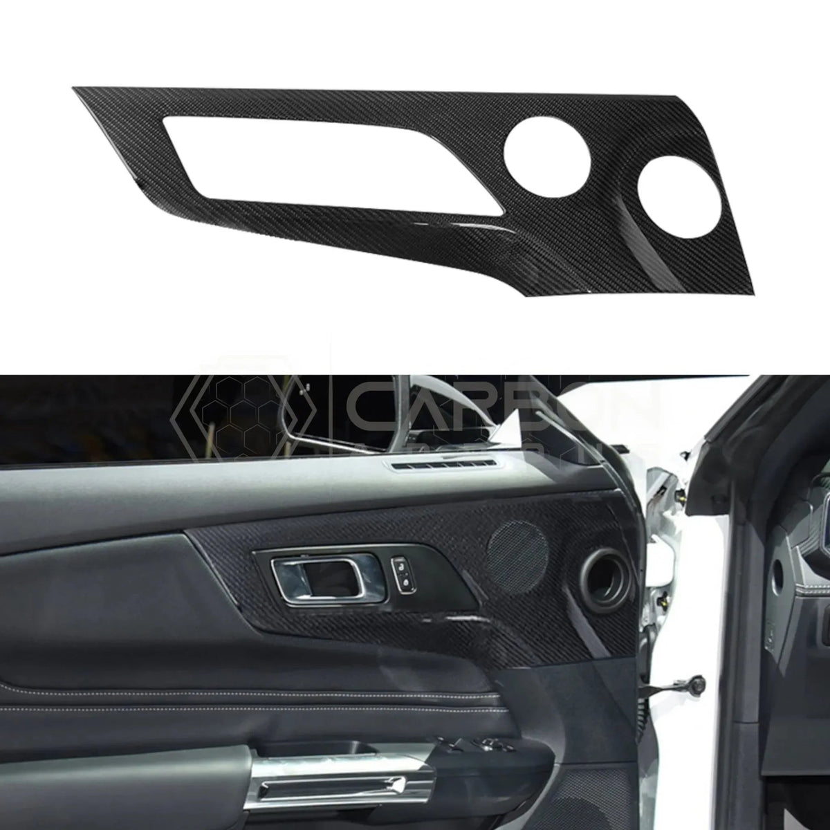 Real Carbon Fiber Door Handle & Speaker Panel Trim Covers for 2024+ Ford Mustang