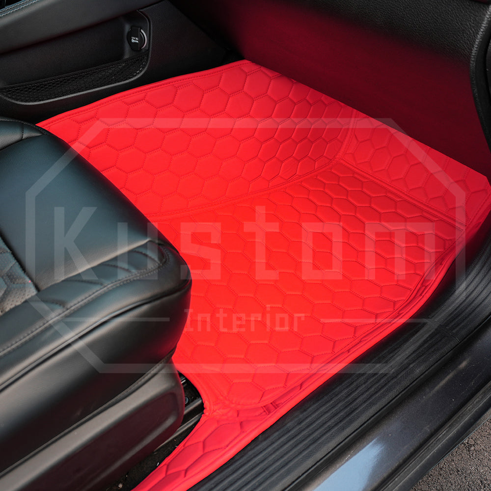 2015-23 Dodge Challenger Honeycomb Leather Floor Mat
