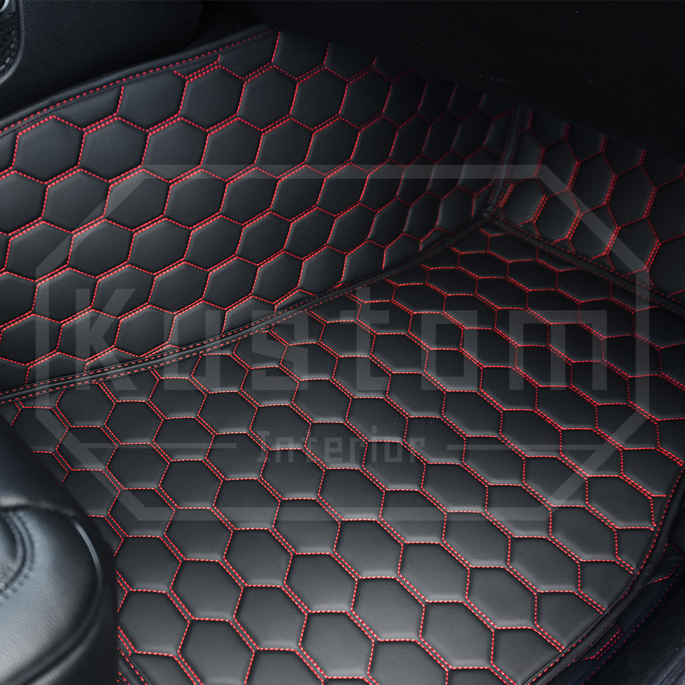 2015-23 Dodge Challenger Honeycomb Leather Floor Mat