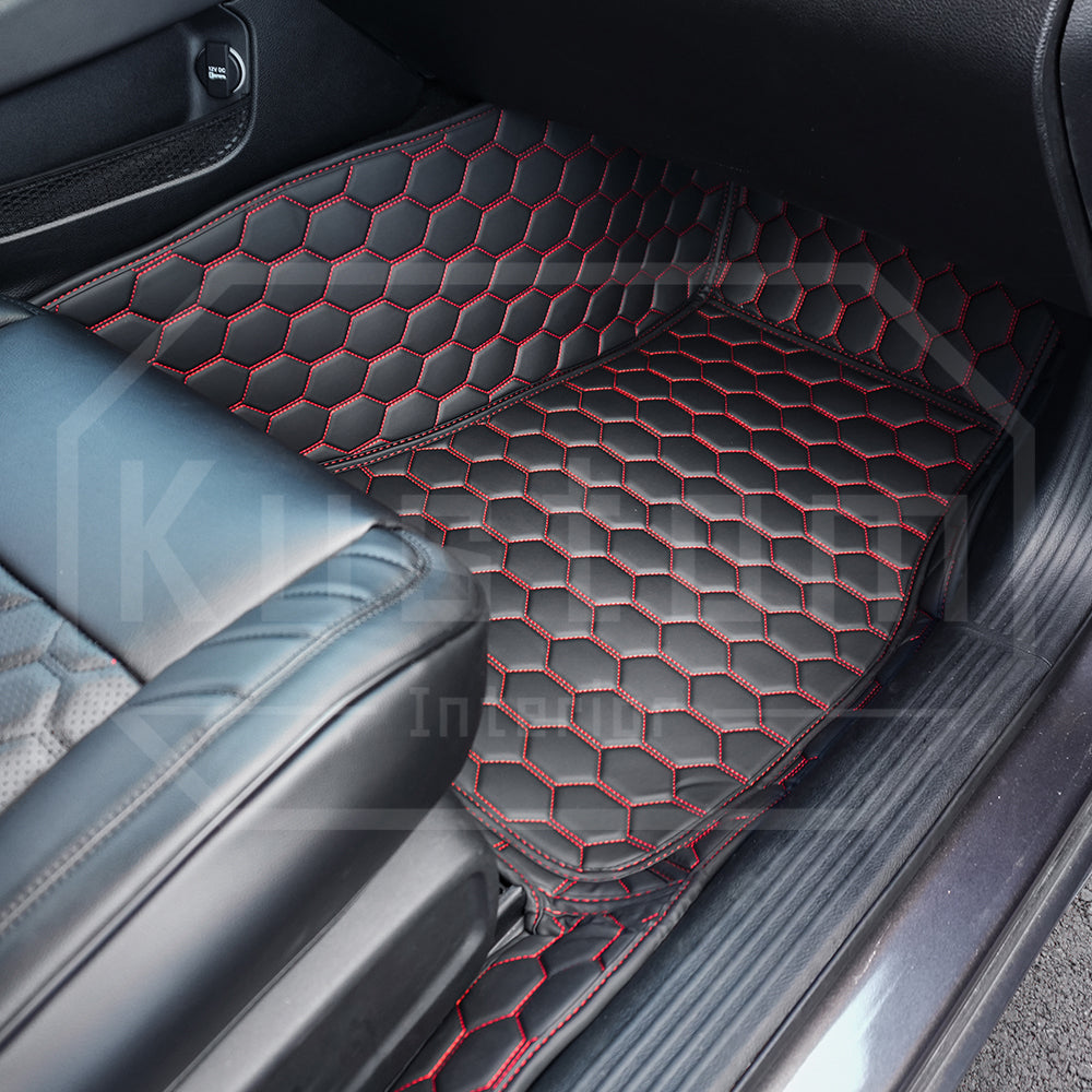 2015-23 Dodge Challenger Honeycomb Leather Floor Mat
