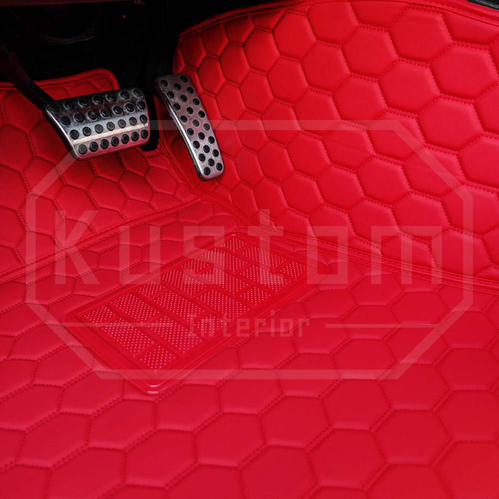 2015-23 Dodge Challenger Honeycomb Leather Floor Mat