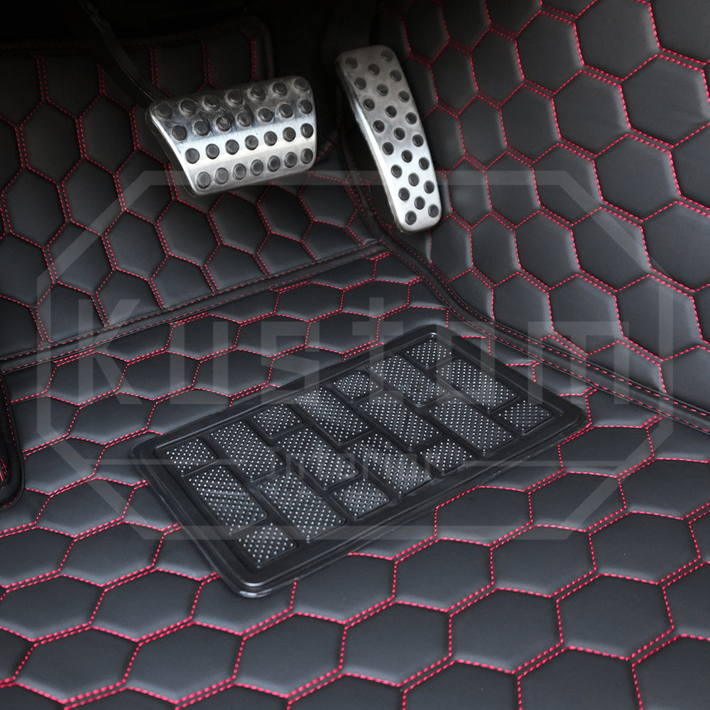 2015-23 Dodge Challenger Honeycomb Leather Floor Mat
