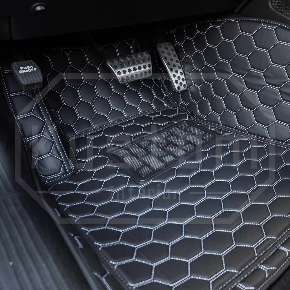 2015-23 Dodge Challenger Honeycomb Leather Floor Mat