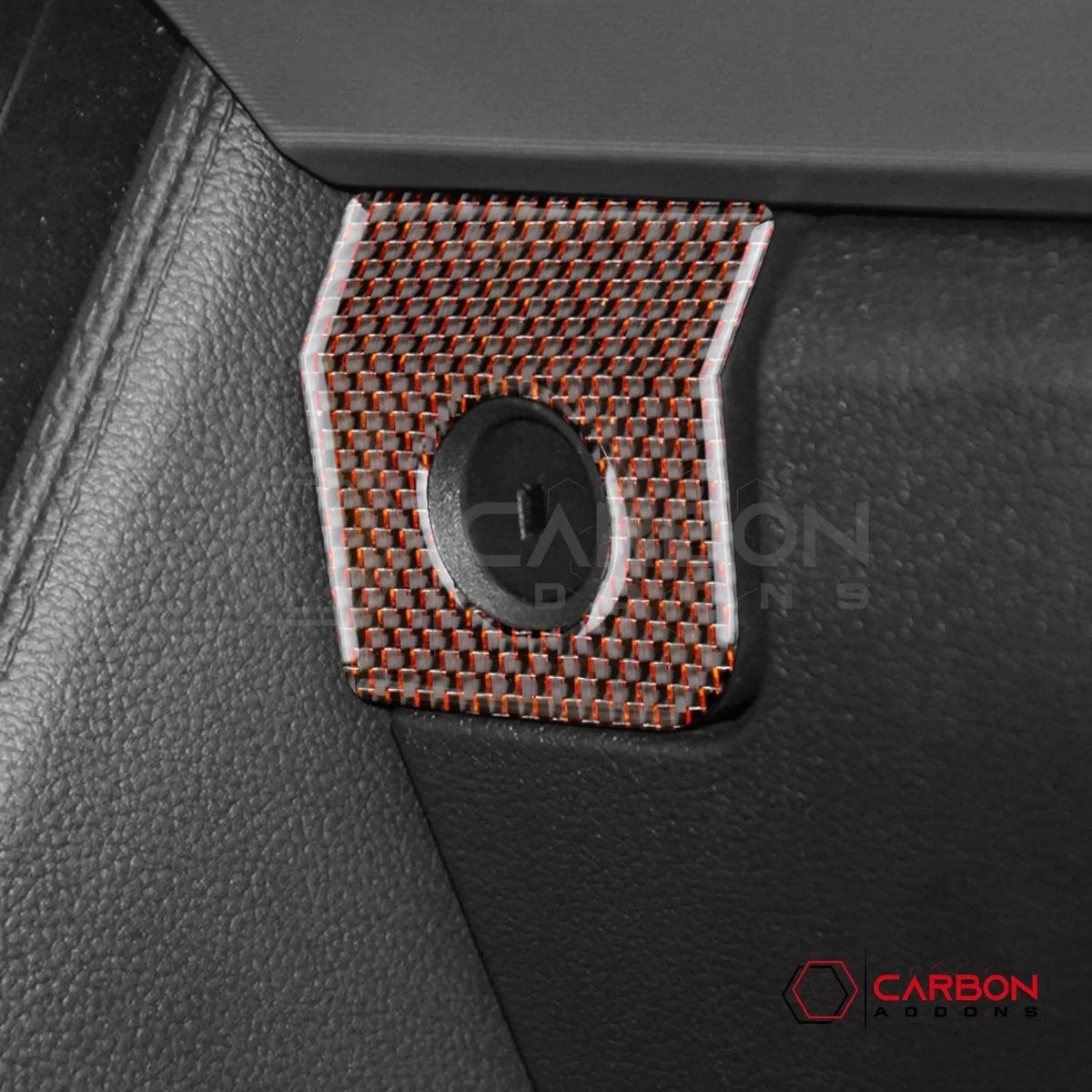 Reflective Carbon Fiber Glove Box Lock Trim Overlay for 2015–2023 Ford Mustang