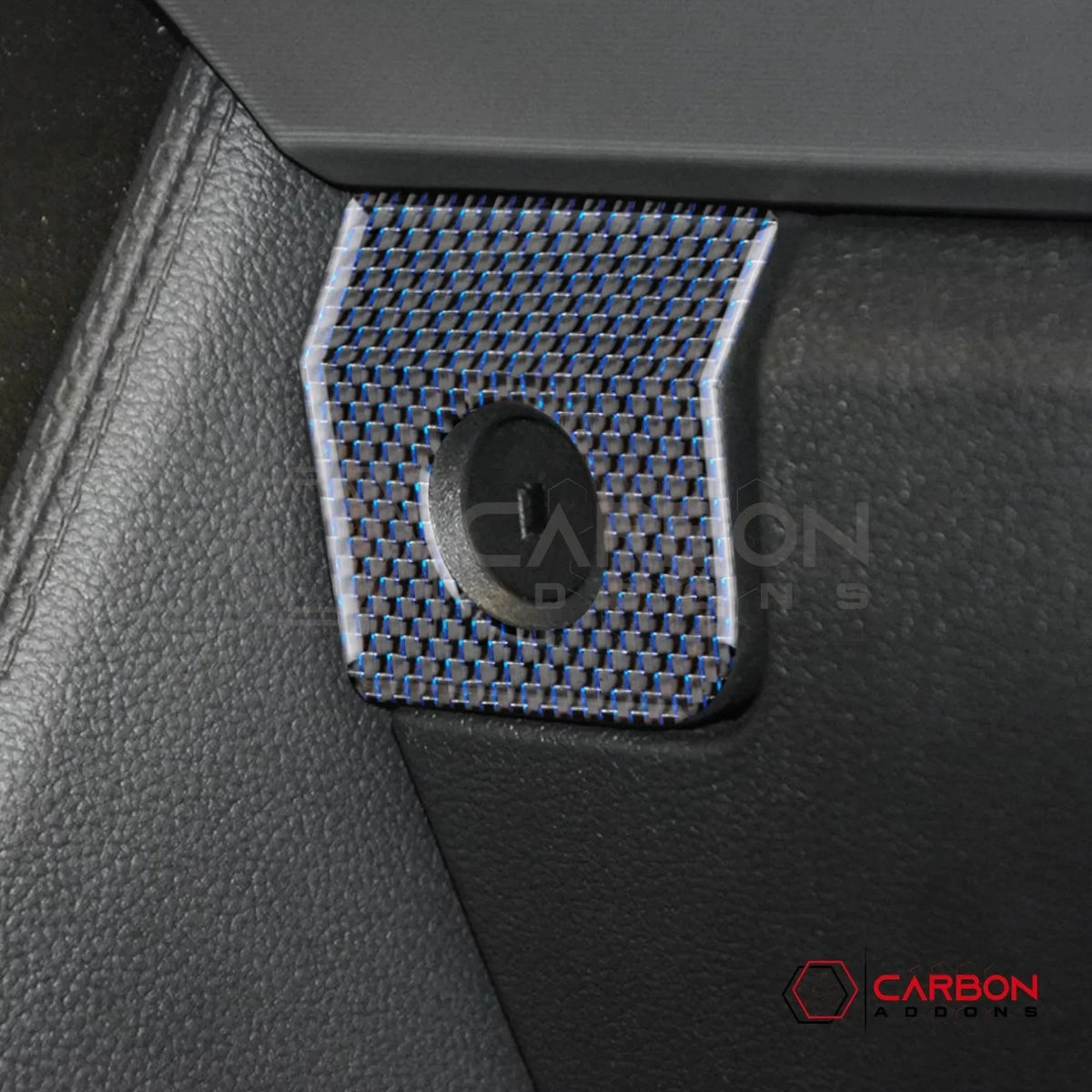 Reflective Carbon Fiber Glove Box Lock Trim Overlay for 2015–2023 Ford Mustang