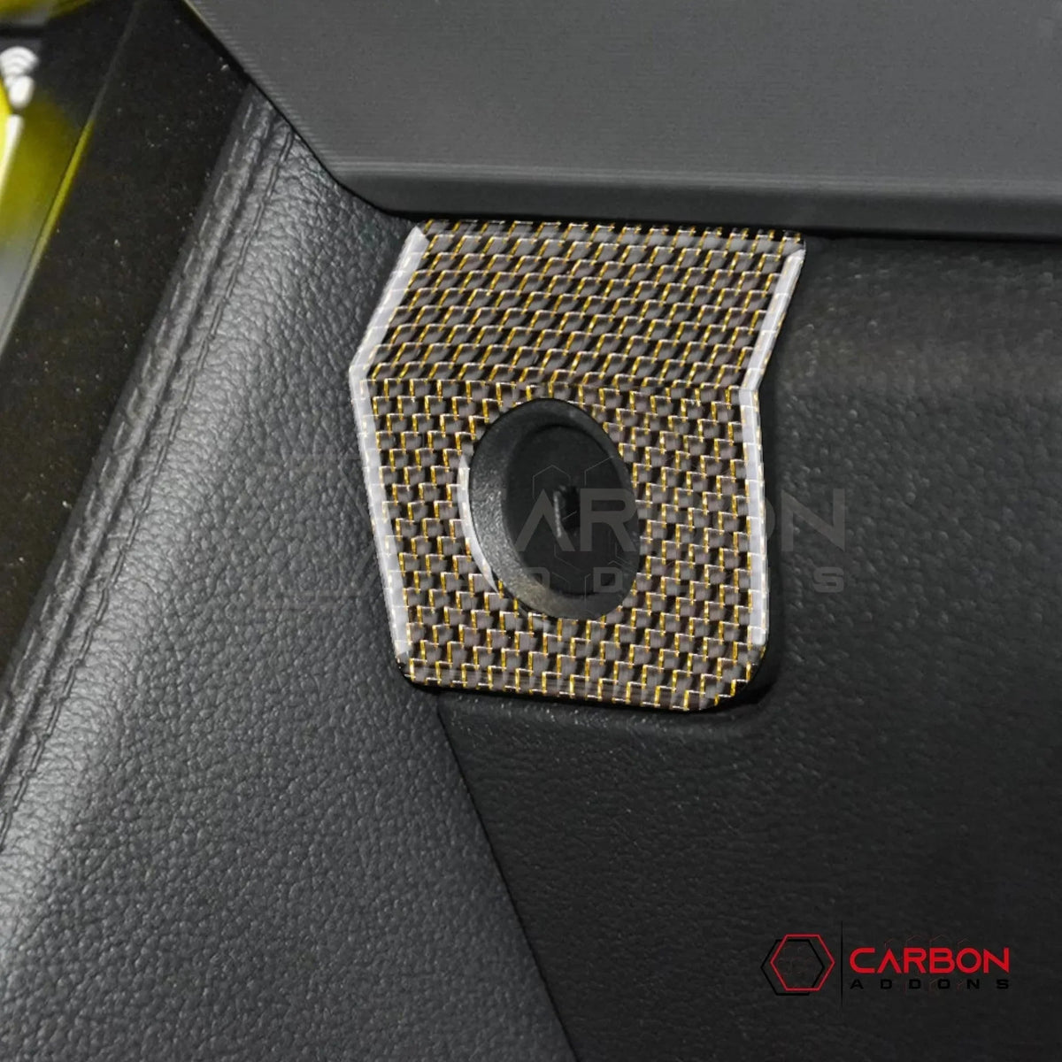 Reflective Carbon Fiber Glove Box Lock Trim Overlay for 2015–2023 Ford Mustang