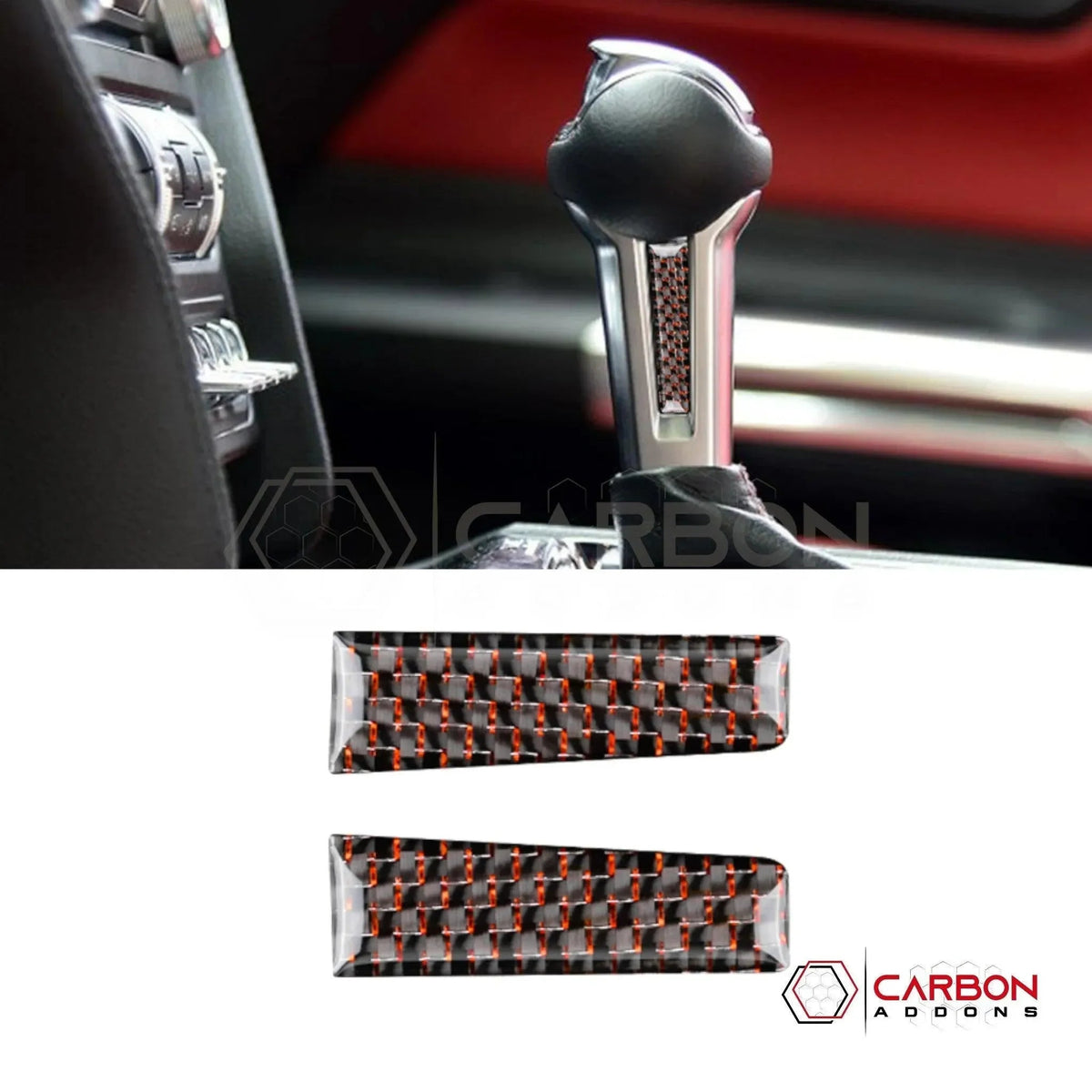 Carbon Fiber Shift Knob Side Trim Overlay for 2015–2023 Ford Mustang