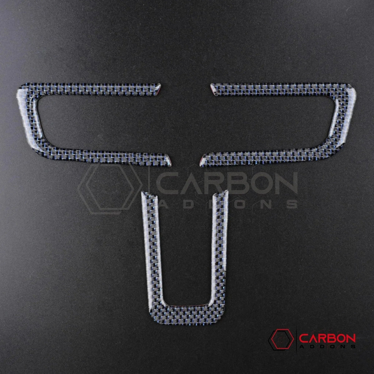 Reflective Carbon Fiber Steering Wheel Chrome Trim Overlay for 2015–2023 Ford Mustang